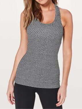 Lululemon Cool Racerback Tank Top Black and White Nulu Yoga NWOT Size 4 XS